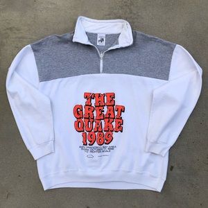 Vtg 1989 The Great Quake Earthquake San Francisco Qtr Zip Pullover Sweater XL